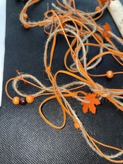 3 Yards Fall Halloween Decorating Ribbon Party Favors Wood Leaves Beads Jute