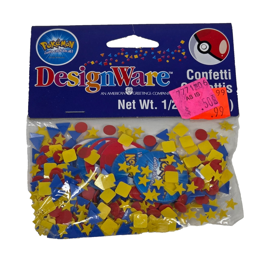 VINTAGE 1999 DESIGNWARE POKEMON CONFETTI BIRTHDAY PARTY SUPPLIES NEW SEALED