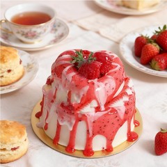 Fake Cake Dessert Artificial Cream Strawberry Jam Cupcake Faux Food Decor Prop