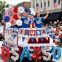 Patriotic Memorial Day Decorations Red White Blue Paper Fans for 250th Annive…