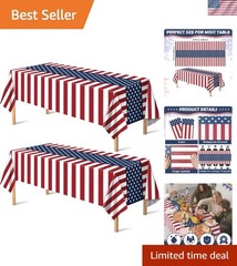 Patriotic American Flag Tablecloth – 2 Pack, 54×108 for 4th of July & Memoria…