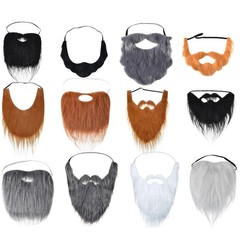 12 Pcs Fake Beard Funny Fake Mustache Costume False Whiskers Facial Hair Disg…