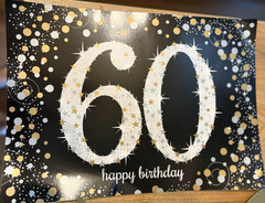 60th BIRTHDAY DECORATIONS – Black/Gold/Silver – 12 Pieces