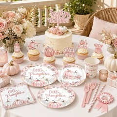 «A Little Pumpkin is on the Way» Pink Girl Baby Shower Decorations NEW