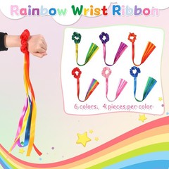 Rainbow Dance Ribbons Multicolor Hand Wrist Streamers Kids Party Decorations