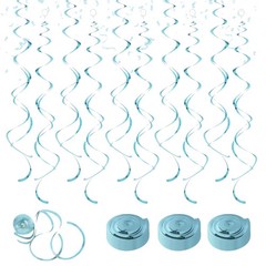 30 PCS Teal Hanging Swirls Party Decorations Extra Long Double Ceiling Decor