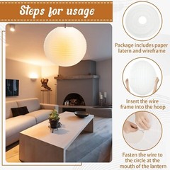2 Pcs Chinese Paper Lantern 30″ Jumbo Round Lantern Lamp Japanese Hanging Bal…