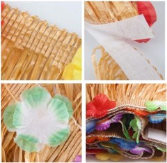 9Ft Hawaiian Luau Table Skirt With Tropical Flowers And Palm Leaves Decor