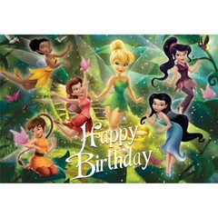 Tinkerbell Backdrop Girls Happy Birthday Party Photo Background Banner Supplies