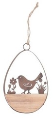 Wood & Metal 16cm Easter Egg Hanging Decoration Bird Hen Bunny Gisela Graham