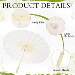 24 Pack Paper Umbrellas for Weddings 23.6 Inch White Paper Parasols for Guest…