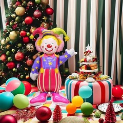 circus decorations 2Pack 4D Standing 47.6 Inch Huge Smiling Circus Clown alum…