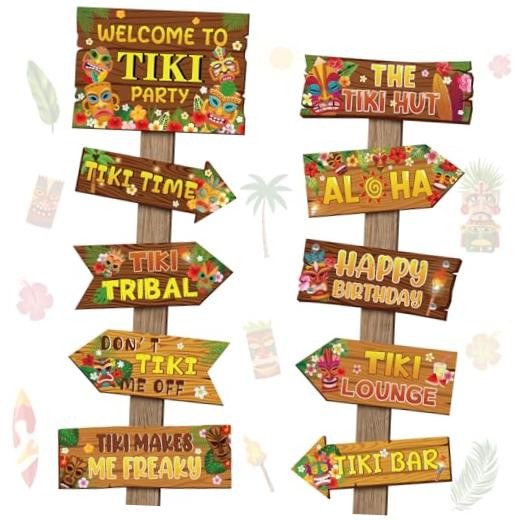 20 Pieces Hawaiian Luau Party Decorations Welcome to Party Directional Tiki