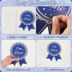 Graduation Decorations for Class of 2026-30Pcs Glitter Blue Silver Graduation Ta