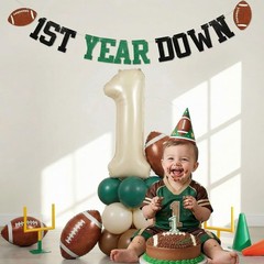 First Football Decorations with Number 1 Balloon 1st Year Down Banner First Y…
