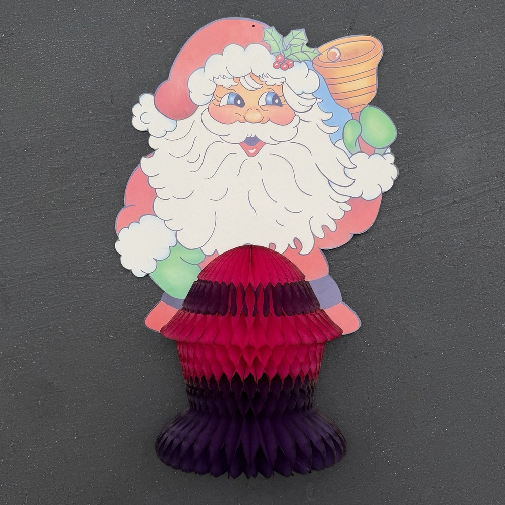 1990 Santa Claus Stand Up Statue Christmas Decor Paper Fantasies 22″ Honeycomb