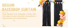 Black Sequin Backdrop Curtains, 2 Panels 2FTx8FT Glitter Photo Booth Backdrop