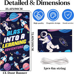 Back to School Door Banner, Blast into a Learning Adventure Decorations | Space