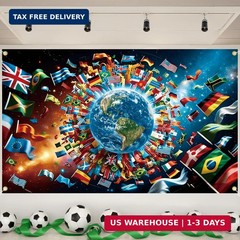 World Cup Backdrop 2026 43×71 Inches Multiple Flags Design Backdrop Stadium Atmo