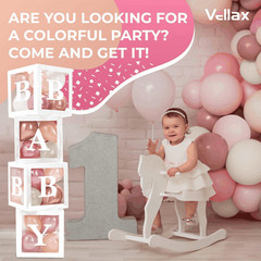 Baby Shower Boxes with Letters – White Boxes with Rose Gold Dusty Pink Sand &