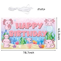 Large Axolotl Birthday Party Backdrop Banner for Kids Kids Party Decorations