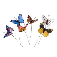 YCHTEWY-Feather Fake Butterfly for Craft Decoration Set of 12 with B, A Wire