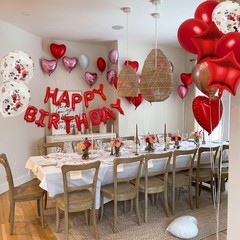 27 Pcs Red Birthday Decorations, 3D Foil Red Happy Birthday Balloon Banner, P…