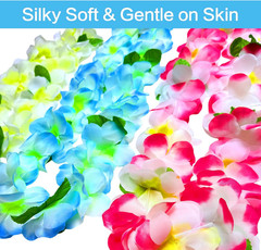 6 Counts Hawaiian Leis for Luau Party Supplies, Tropical Flower Lei Decorations,