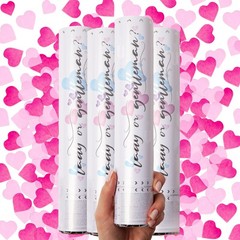 PrimePure Gender Reveal Confetti Cannon – Biodegradable Heart Shaped Confetti