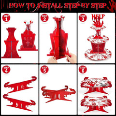 Sliner 5 PCS Halloween Party Decorations Bloody Cupcake Stand Bloody Handprint C