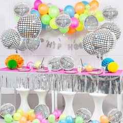 Disco Party Decorations, Disco Balloons for 70s 80s 22 Inch Large Silver Irid…