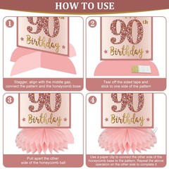 90th Birthday Decorations for Women Pink Rose Gold The Year 1935 Happy 90th B…