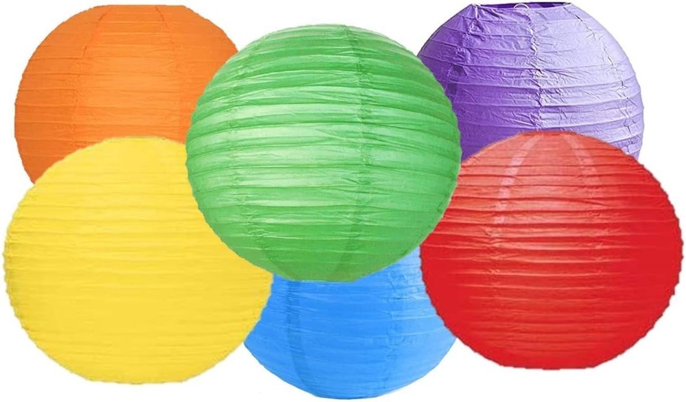 Stylish 6 pcs Paper Lantern Set – Rainbow Party Decorations for Any Occasion