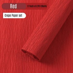 Red Crepe Paper Rolls 17×98 Inch Heavy Duty Flowers Party DIY Craft 3 PCS