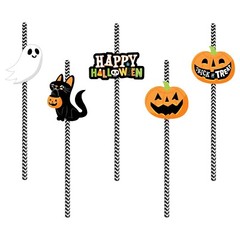 25Pcs Drinking Straws Halloween Charms Straws Gathering Paper Straws Themed