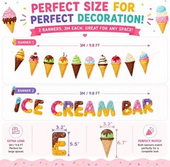 Ice Cream Garland Banner Party Decorations For Summer Birthdays Baby Shower