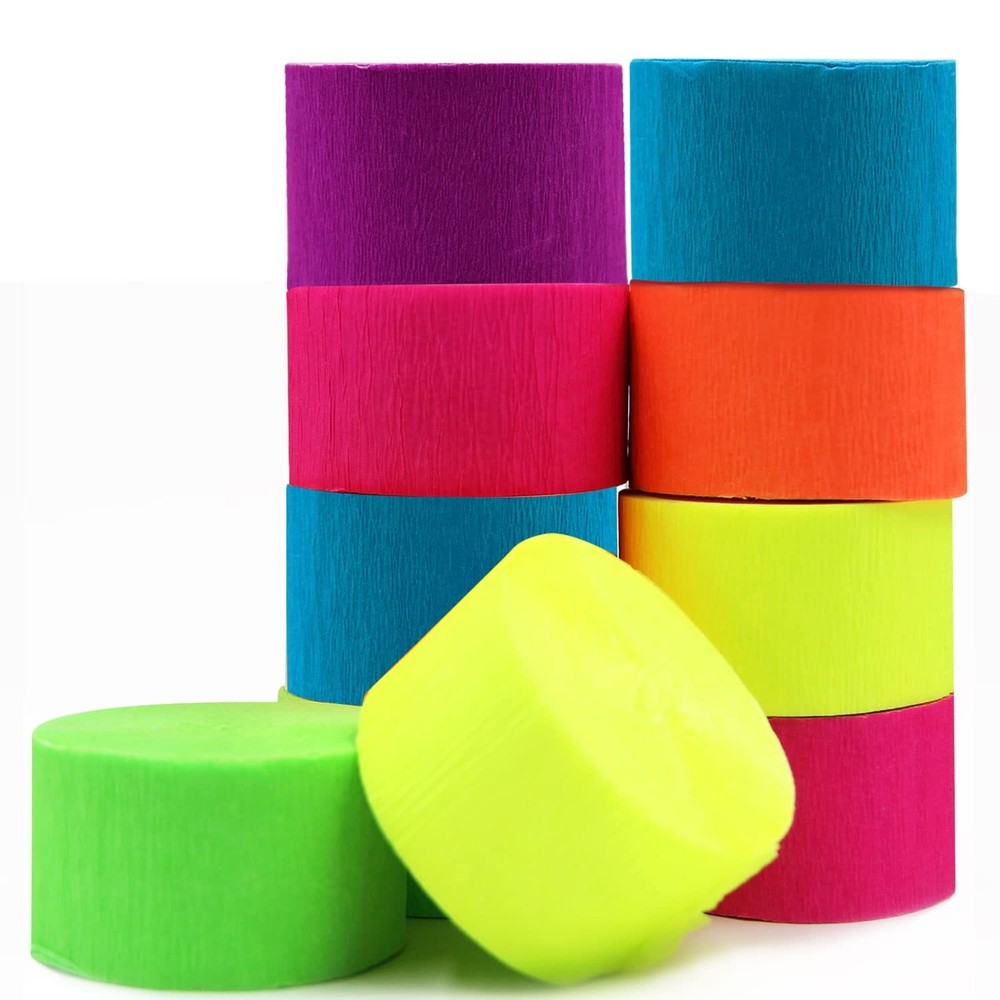 600feet Crepe Streamers,6 Rolls Party Streamer Decorations in 6 Colors for Ne…