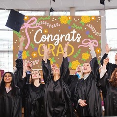 Watercolor Floral Graduation Banner Backdrop – Decor for Graduation