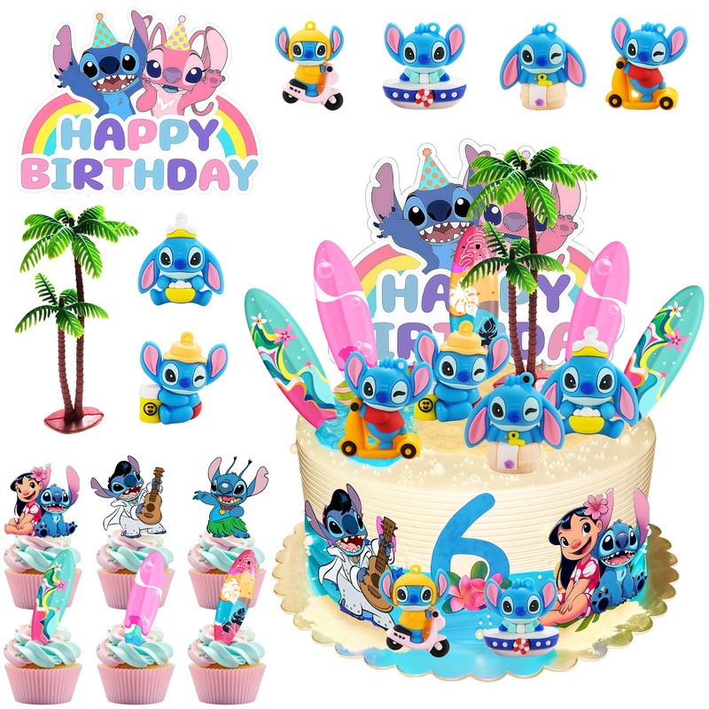 20 Pcs Stitch Cake Decoration Favors Stitch Birthday Party Cake Topper Supplies