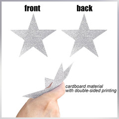 108 Pcs Glitter Silver Five Star Cutouts 6 Inch Cardboard Stars Cut-Outs Wall De