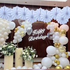 White Party Decorations 8 inch Paper Fans 30 Color DIY Set Birthday Wedding