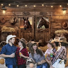 Western Cowboy Party Decorations Backdrop 10x8ft Wild West Rodeo Banner Saloon