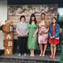 Baby Shower Boxes Party Decorations – 4 Wood Grain Brown Blocks with Baby Letter