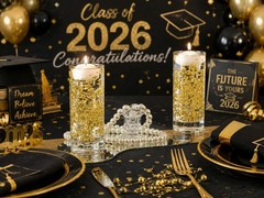30 PCS Gold Artificial Pearl String Graduation Table Decorations 2026, Vase F…