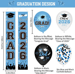 Class of 2026 Graduation Party Decor Set Banner Backdrop Balloons Porch Sign