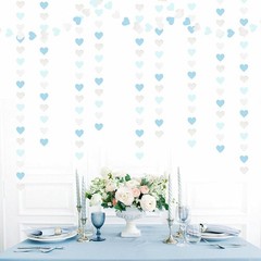 Light-Blue White-Silver Party-Decoration Heart Garland – 52ft Baby Boy Shower…