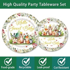 Hello Sweet Baby Shower Disposable Tableware Set (Plates, Napkins, Forks)