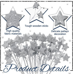 24 Pcs Glitter Star Picks 13.8» Sparkly Star Stem Picks Decoration Foam Vase St