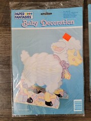 1992 Baby Shower 8.3″ Lamb Centerpiece Decorations Honeycomb Paper Fantasies NOS