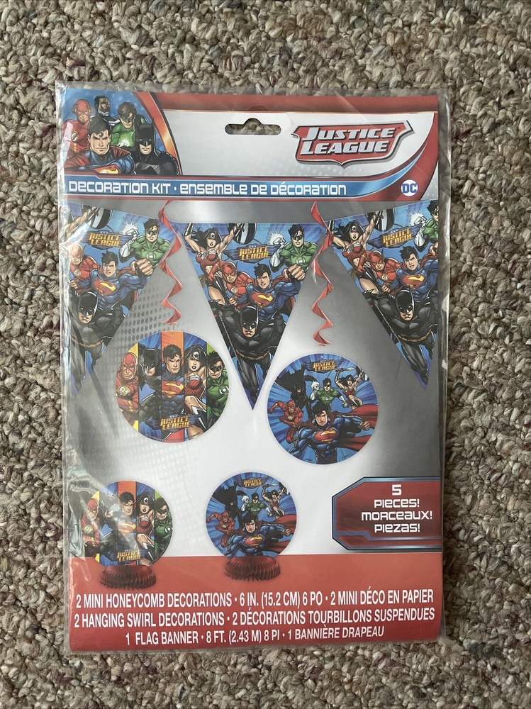 DC Justice League 5 Piece Table Banner Party Decoration Kit Birthday Supplies